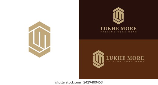 Abstract initial letter LM or ML logo in gold color isolated in multiple white and brown backgrounds applied for law firm company logo also suitable for the brand or company have initial name ML or LM