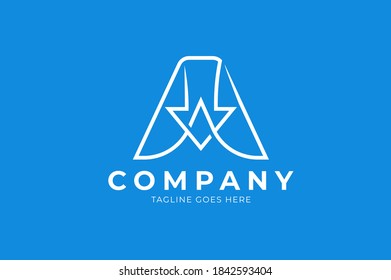 Abstract initial letter A logo, letter A with arrow combination usable for branding and logistic logos, monoline Logo Design Template, vector illustration