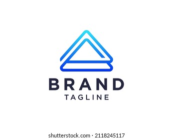 Abstract Initial Letter A Logo. Blue Geometric Triangle Arrow Origami Style isolated on White Background. Usable for Business and Technology Logos. Flat Vector Logo Design Template Element.