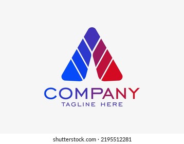 Abstract Initial Letter A Logo. Colorful Geometric Line Shapes Letter A Isolated on White Background. Suitable For Business and Branding Logos. Flat Design Vector Template Elements