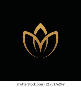 abstract initial letter AM logo in gold color isolated in black background applied for meditation center logo also suitable for the brands or companies that have initial name MA