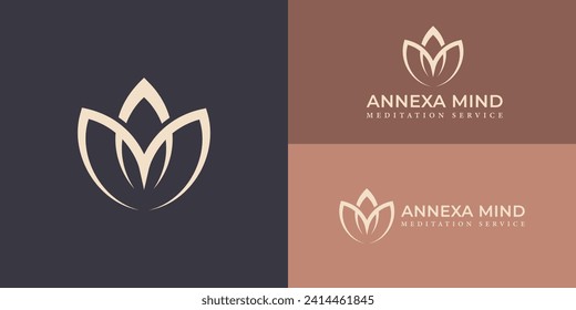 Abstrakter Anfangsbuchstabe AM Logo in goldener Farbe mit mehreren Hintergrundfarben. Das Logo eignet sich auch für das Logo von Mediationszentren, das für Marken oder Unternehmen mit demselben Anfangswert geeignet ist