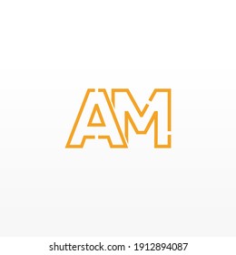 Resumen de la carta inicial AM Logo. Estilo de línea aislado. Usable para Logos de Negocios y Tecnología. Elemento de plantilla de diseño de logotipo de vectores planos.