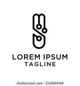 Abstract initial letter logo MS Tech, logo template