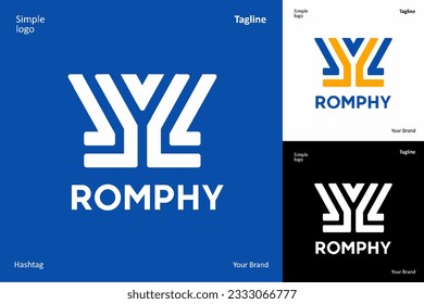 Abstract Initial Letter  and Logo shape. Colorful Geometric Shapes Linked Letters isolated on Double Background. Usable for Business and Branding Logos. Flat Vector Logo Design Template Element.