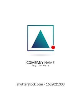 Abstract Initial Letter A Logo with Square and Dot Element. Design Vector Illustration Template