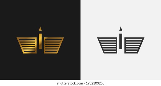 Abstract Initial Letter I Logo with Wing in Golden Gradient for Your Business Identity