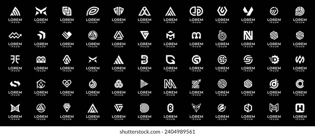 Abstrakte Kollektion von Logos für Anfangsbuchstaben. schwarz-weiß. Abstrakte geometrische Logos. und Design-Symbol