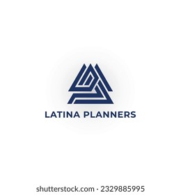 Abstract initial letter LP or PL in blue color isolated in white background. Letter LP logo design with triangle style applied for wealth management firm logo design inspiration template