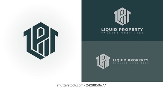 Abstract initial letter LP or PL logo in deep green color isolated in white and green backgrounds applied for business property logo also suitable for the brand or company have initial name PL or LP