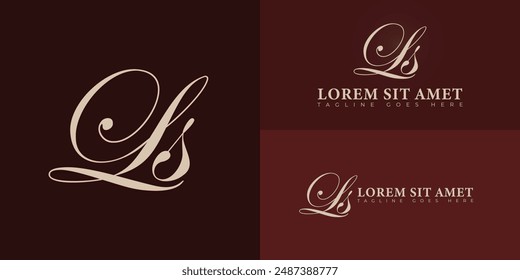 Abstract initial letter LS or SL logo in gold color isolated on multiple background colors. The logo is suitable for beauty and fashion logo vector design illustration inspiration templates.