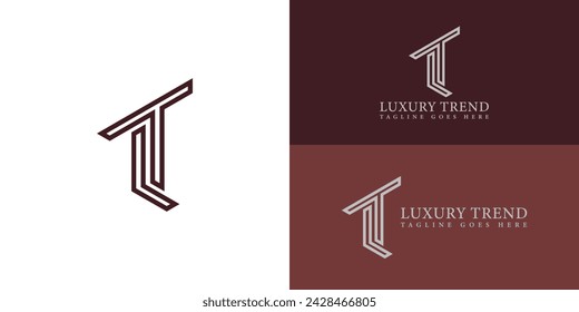 Letra inicial abstracta LT o logotipo TL en color rojo y plata aislado en fondos blancos y rojos aplicado para los hombres logotipo de moda también adecuado para las marcas o empresas tienen nombre inicial TL o LT.