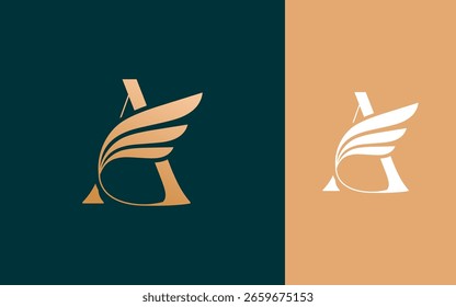 Abstract Initial letter A with luxury wing logo design vector illustration
