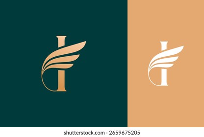 Letra inicial Abstractas I con Ilustración vectorial de diseño de logotipo de ala de lujo