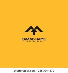 Abstract initial letter M and arrow mountain logo design template - vector.