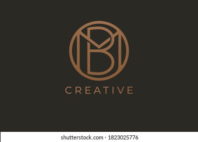 Abstract initial letter M and B logo,usable for branding and business logos, Flat Logo Design Template, vector illustration
