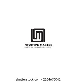 abstract initial letter I and M in black color isolated in white background applied for education consulting company logo also suitable for the brands or companies that have initial name IM or MI