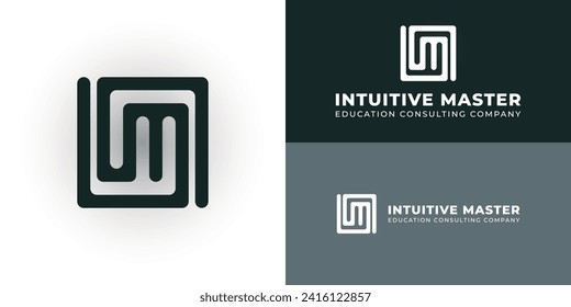 abstract initial letter I and M in black color isolated on a white background applied for education consulting company logo also suitable for the brands or companies that have initial name IM or MI