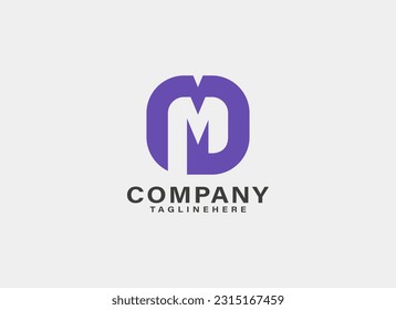 Abstract Initial Letter M and D Logo. Geometric Shape Letter MD DM Negative Space Style. Flat Vector Logo Design Template Element