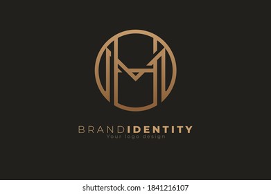 Abstract initial letter M and H logo, usable for branding and business logos, Flat Logo Design Template, vector illustration