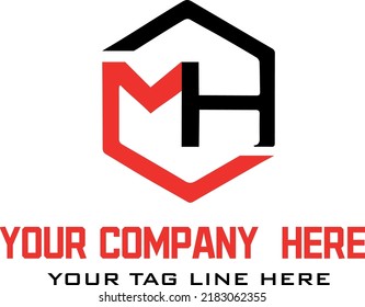 Abstract Initial Letter M and H Logo