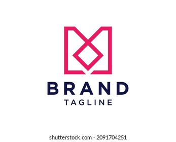 Abstract Initial Letter A and M Linked Logo. White Triangular Geometric Line Style isolated on White Background. Usable for Business and Branding Logos. Flat Vector Logo Design Template Element