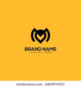 Abstract initial letter M and location logo design template - vector.