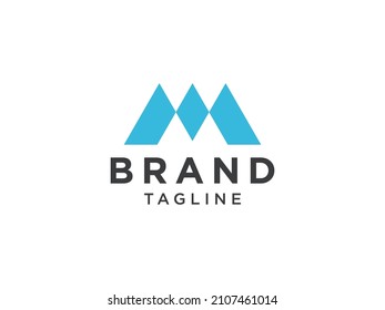 Abstract Initial Letter M Logo. Blue Geometric Lines isolated on White Background. Usable for Business and Branding Logos. Flat Vector Logo Design Template Element.