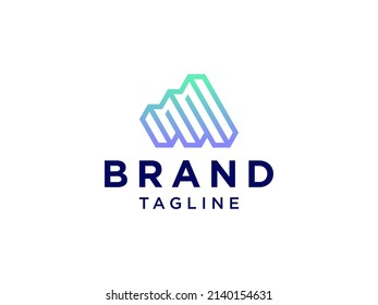 Abstract Initial Letter M Logo. Geometric Linear Style isolated on White Background. Usable for Business and Building Logos. Flat Vector Logo Design Template Element.

