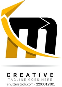 Abstract initial letter M logo. Black and Yellow isolate on white background. Usable for a company identity, travel, Business, and Branding Logos. Flat vector logo design template element