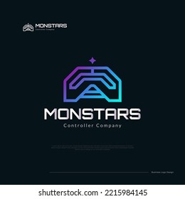 Abstract Initial Letter M and A Logo Design with Star Symbol in Colorful Gradient Style. MA or AM Initial Logo with Connected Line. Great for Business, Technology and Communication Brand Logo