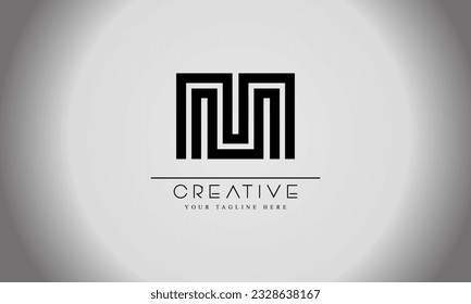 Abstract Initial Letter M Logo. Black Geometric Shape Linear square Style isolated on white Background. Usable for Business and Branding Logos. Flat Vector Logo Design Template Element.