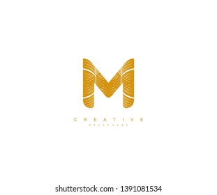 Abstract Initial Letter M Luxury Shape Art Deco Monogram Logotype