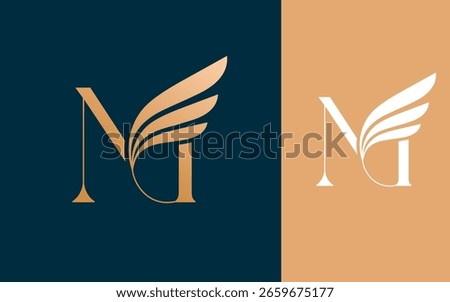 Abstract Initial letter M with luxury wing logo design vector illustration