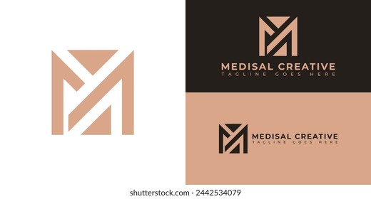 Abstract initial letter M or MM in luxury soft gold color isolated on multiple background colors. The logo is suitable for the architecture design studio company logo icon design inspiration template