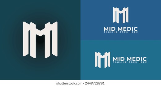 Abstract initial letter M or MM logo in white color isolated on multiple background colors. The logo is suitable for concierge doctor office logo icons to design inspiration templates.