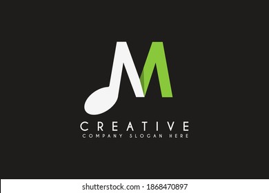 Abstract initial letter M musical logo design vector illustration. letter M Musical logos template element design