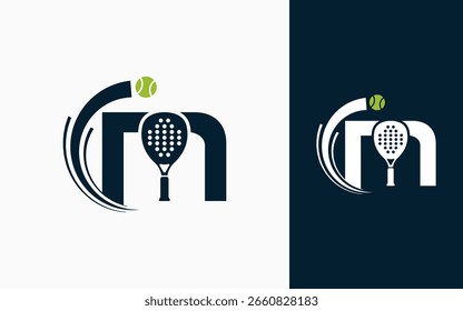 Ilustración vectorial de diseño de logotipo de raqueta de pádel y letra inicial Abstractas