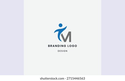 Abstract initial letter M people logo design vector template for business