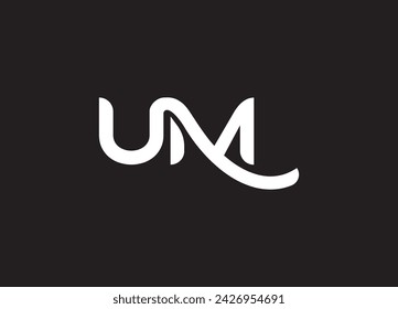 Abstract Initial Letter M and U Linked Logo.