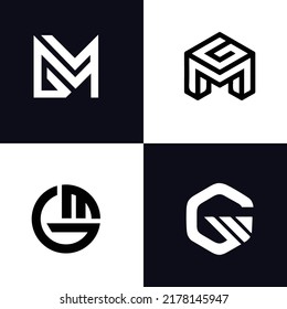 Abstrakter Anfangsbuchstabe mg m g minimales Vektorlogo-Design