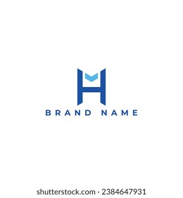 Abstract initial letter MH or HM Logo design Vector illustration in blue color isolated on a white background. Abstract letter MH logo applied for business and consulting company logo design template