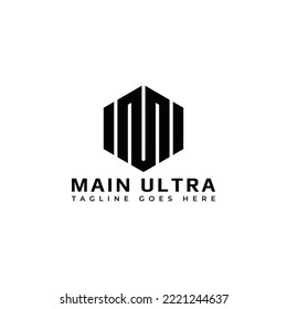 Abstract initial letter MU or UM logo in black color isolated in white background applied for new watch brand logo also suitable for the brands or companies have initial name UM or MU.