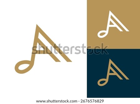 Abstract Initial letter A with music note logo design vector illustration