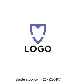 Abstract Initial letter MV VM logo design with shield shape vector