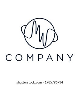 Abstract initial letter MW, WM logo design vector graphic