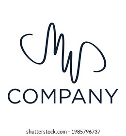 Abstract initial letter MW, WM logo design vector