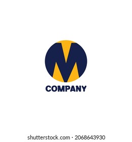 Logotipo de la carta de resumen inicial M aplicado a la inspiración de diseño del logotipo de la empresa.