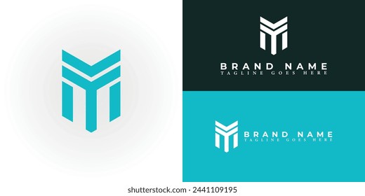 Abstract initial letter MY or YM Logo designs Vector illustration in blue color isolated on multiple backgrounds. Abstract letter MY logo applied for property insurance company logo design inspiration