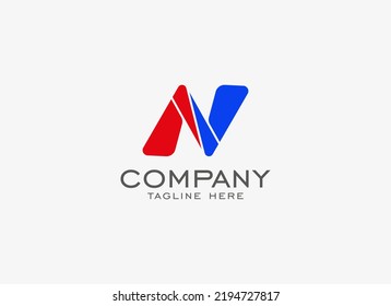 Abstract Initial Letter N or AV Logo. Red and Blue Geometric Shapes Letter N or AV. Suitable For Technology, Business and Branding Logos. Flat Design Vector Template Elements
